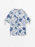LC Waikiki Women's Henley Neckline Patterned Short Sleeve Blouse